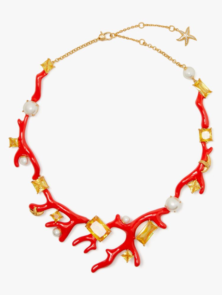 Kate Spade,Reef Treasure Coral Statement Necklace,Coral
