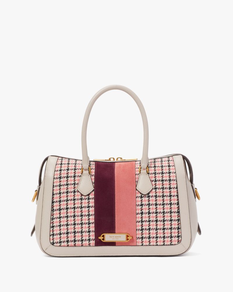 Kate Spade,グラマシー レーシング ストライプ プラッド ツイル ミディアム サッチェル,バッグ,マッシュルームマルチ