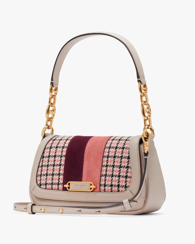 Kate Spade Gramercy Racing Stripe Plaid Twill Small Flap Shoulder Bag. 4