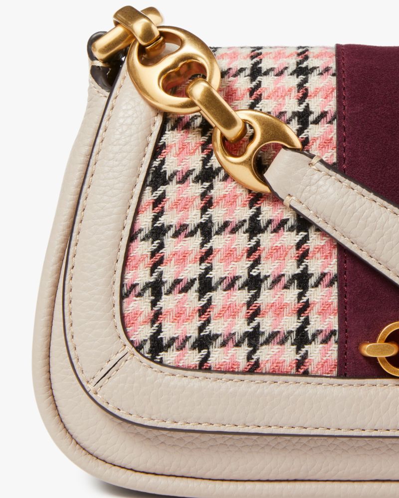 Kate Spade,Gramercy Racing Stripe Plaid Twill Small Flap Shoulder Bag,