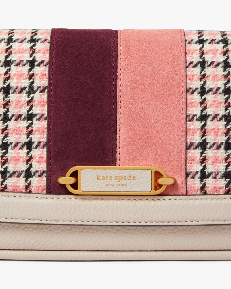 Kate Spade,Gramercy Racing Stripe Plaid Twill Small Flap Shoulder Bag,