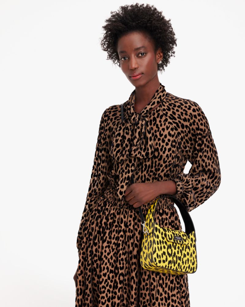 Kate Spade,Sam Icon Modern Leopard Mini Hobo Bag,Wild Chamomile Multi