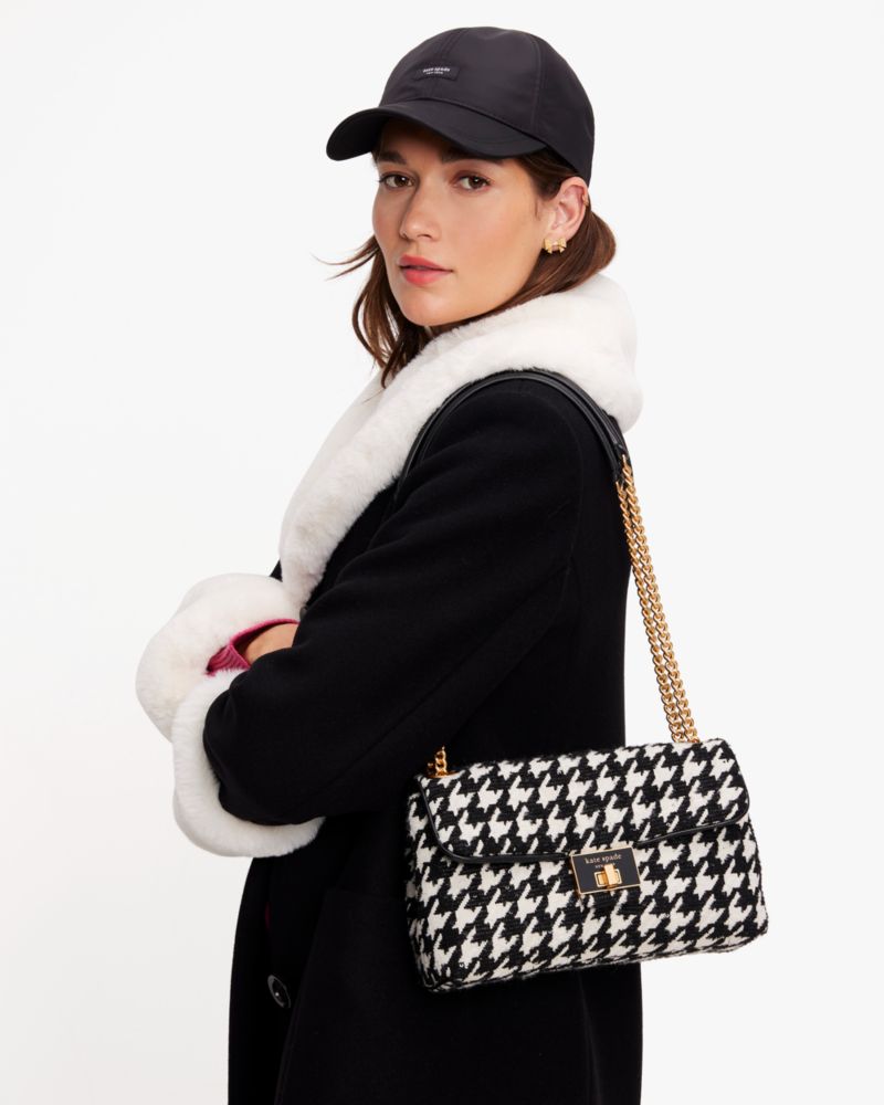 Small Shoulder Bag - Black/houndstooth-patterned - Ladies