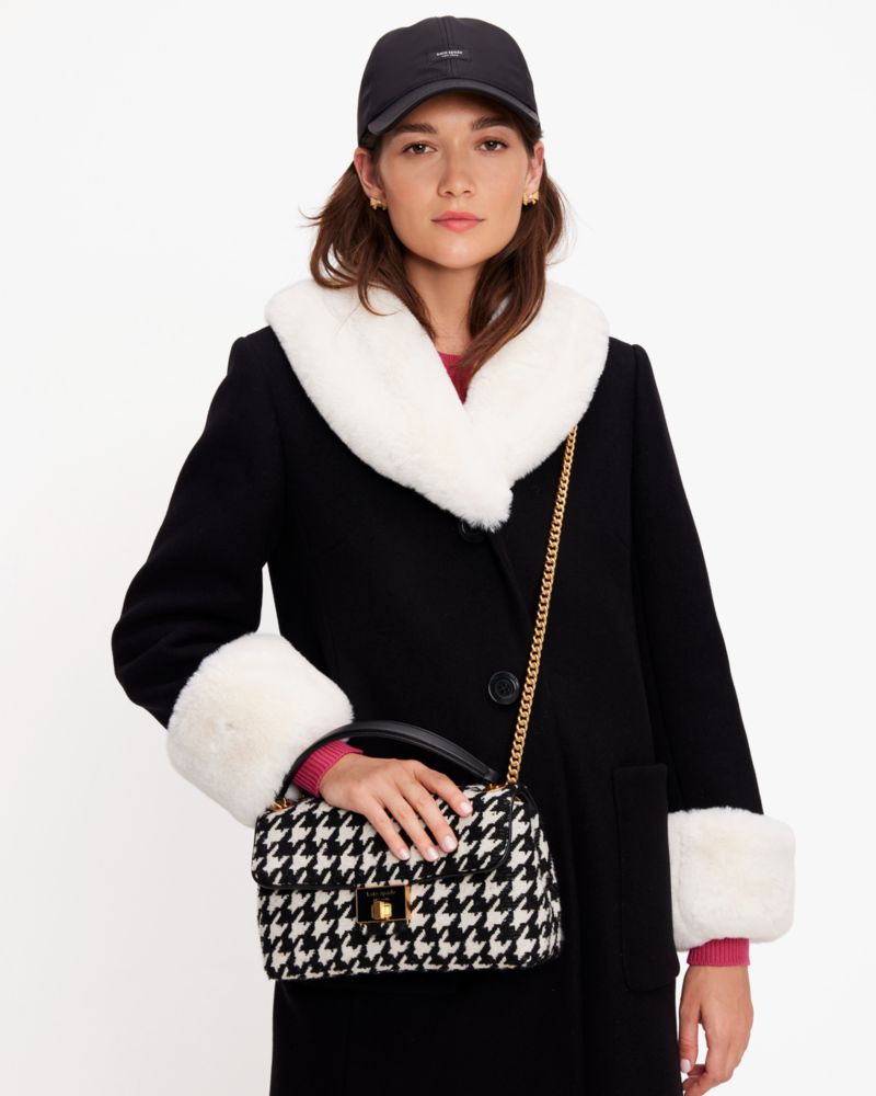 Kate Spade Evelyn Houndstooth Medium Small Shoulder Crossbody In