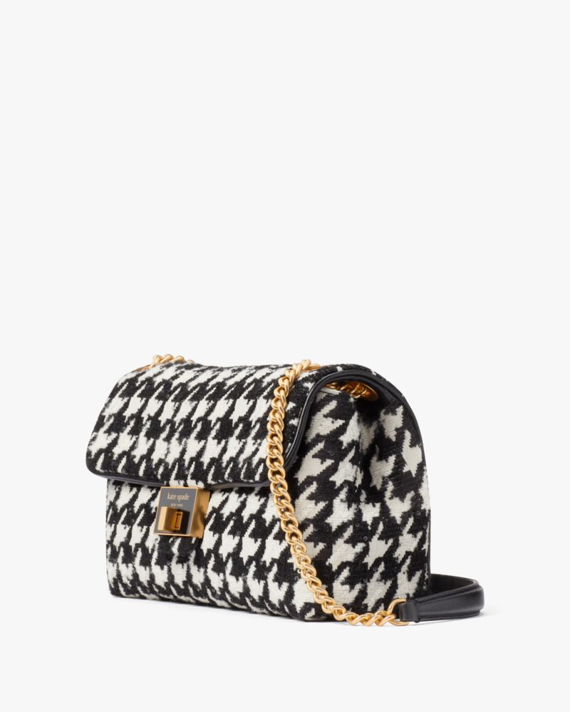 Kate Spade Houndstooth Shoulder Bag in Black