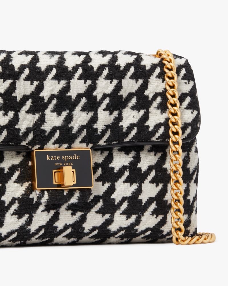 Kate Spade,Evelyn Houndstooth Medium Convertible Shoulder Bag,