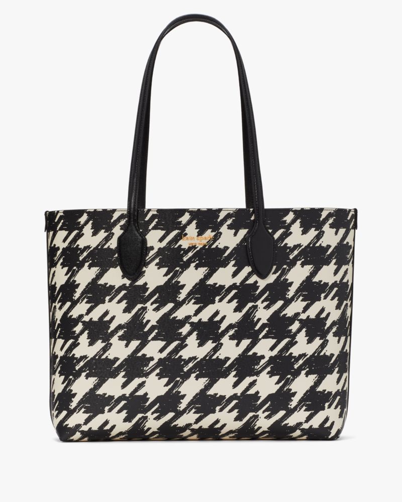 Kate Spade,Bleecker Painterly Houndstooth Large Tote,Black Multi