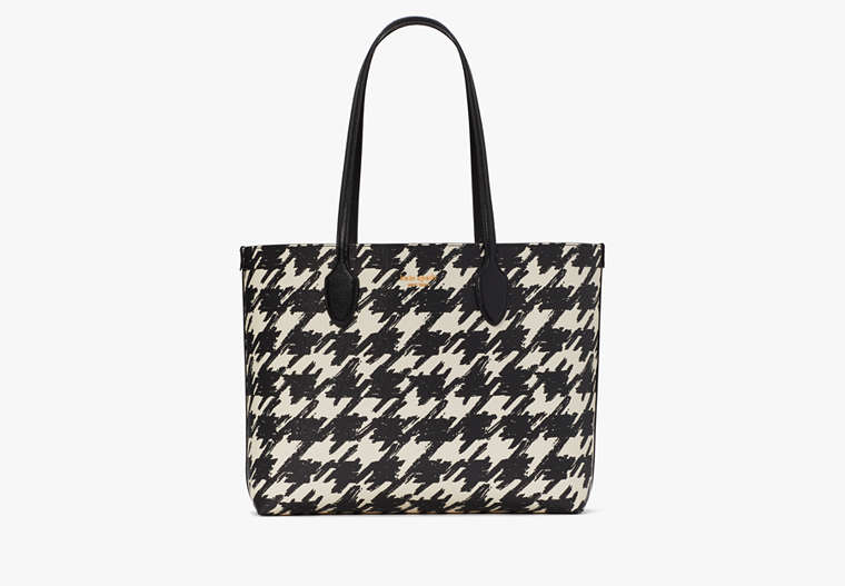 Kate Spade,Bleecker Painterly Houndstooth Large Tote,Black Multi image number 0
