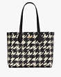 Kate Spade,Bleecker Painterly Houndstooth Large Tote,Black Multi