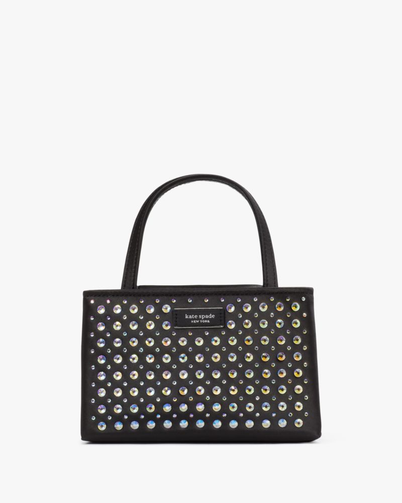 Kate Spade,サム アイコン クリスタル エンベリッシュド ミニ トート,バッグ,ブラック