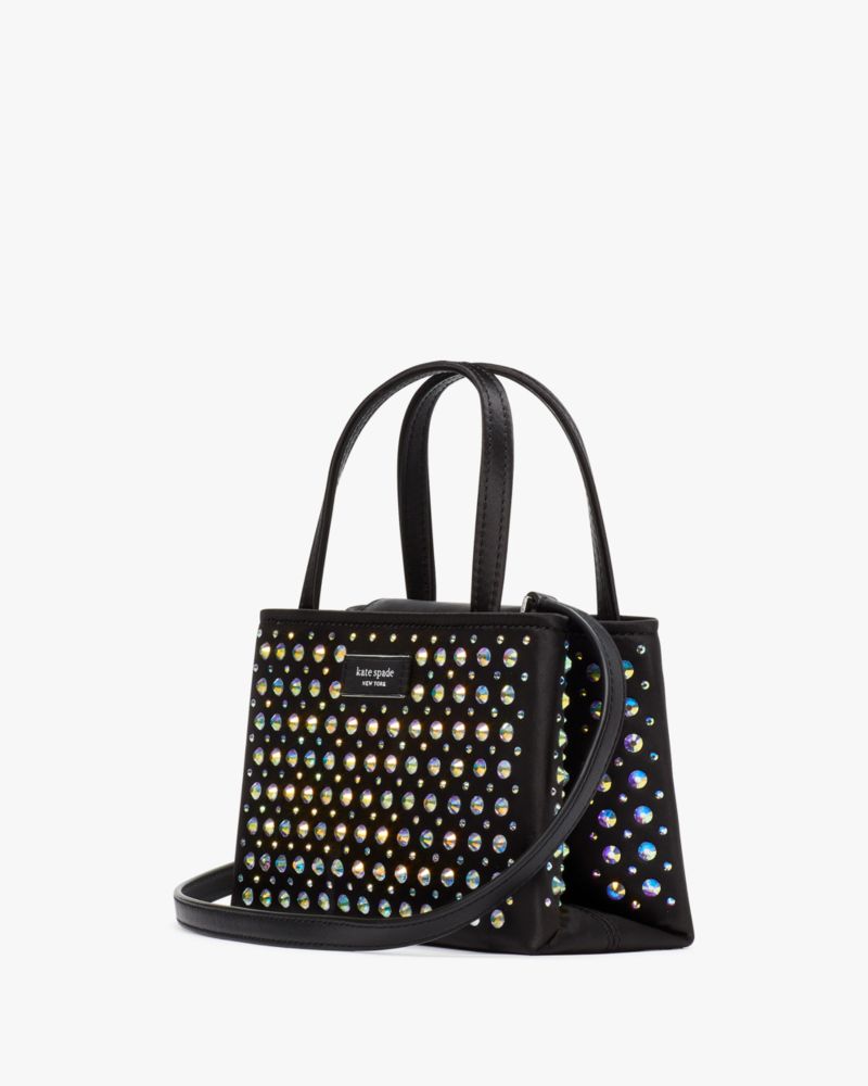 Kate Spade,Sam Icon Crystal Embellished Mini Tote,Black