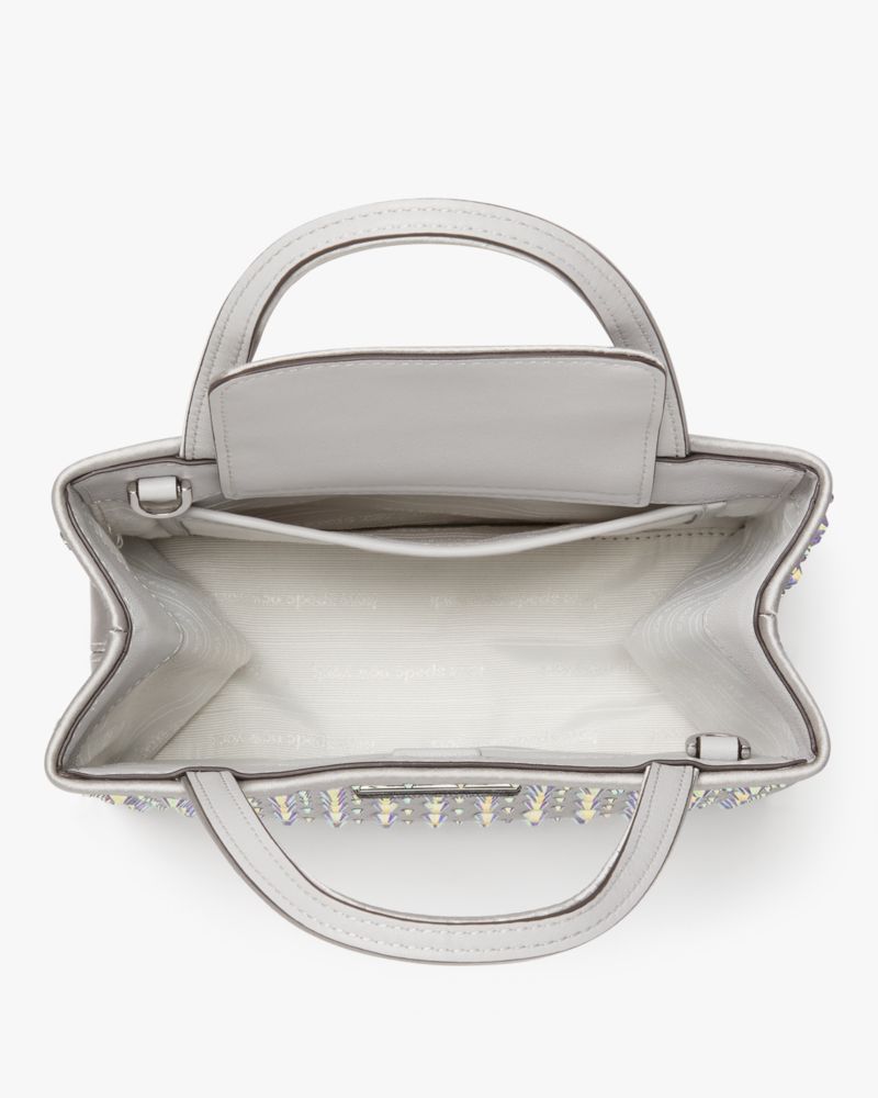 Kate Spade,サム アイコン クリスタル エンベリッシュド ミニ トート,バッグ,プラチナグレー