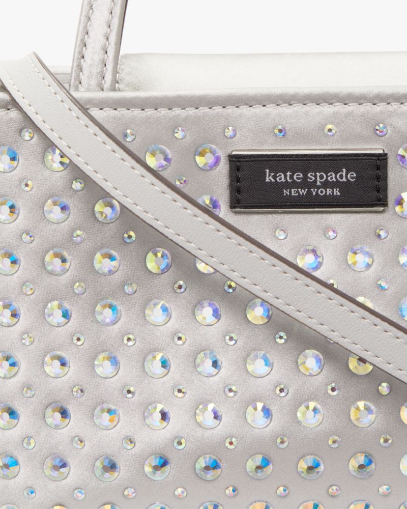 Kate Spade,サム アイコン クリスタル エンベリッシュド ミニ トート,バッグ,プラチナグレー