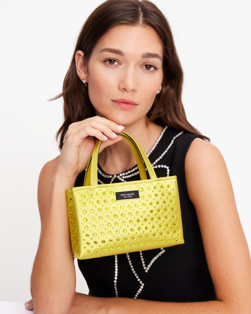 Kate Spade,Sam Icon Crystal Embellished Mini Tote,Chartreuse Green