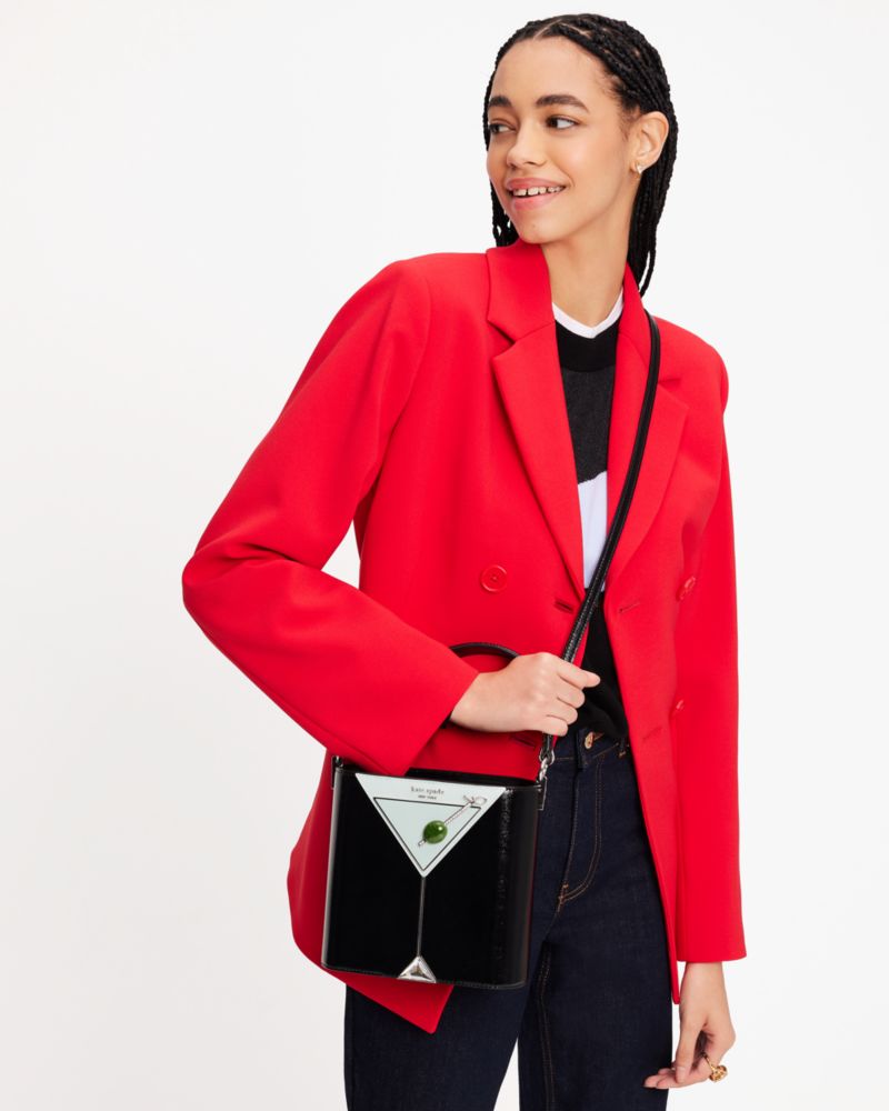 Kate Spade,Shaken not Stirred Martini Embellished Top-handle Crossbody,Black Multi