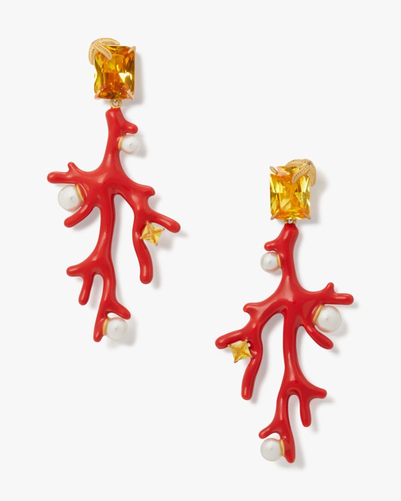 Kate Spade,Reef Treasure Coral Drop Earrings,Coral