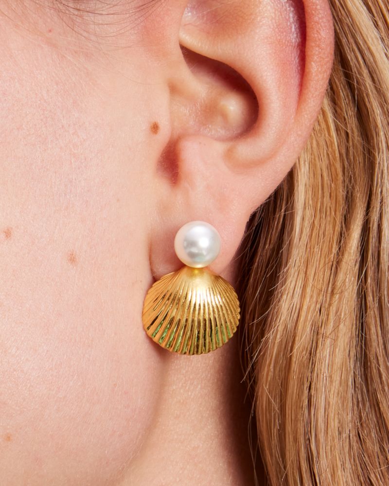 Kate Spade,Reef Treasure Shell Studs,Neutral Multi