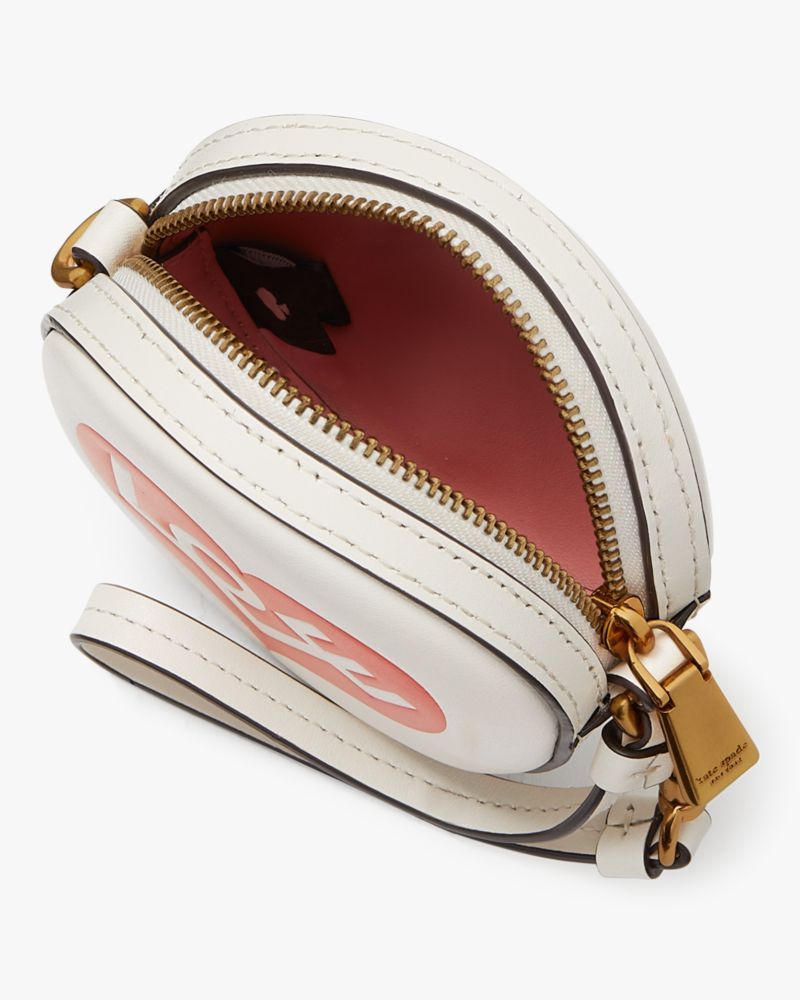 Kate Spade,Alexander Girard x Kate Spade New York Heart Embossed Convertible Coin Purse,Cream Multi