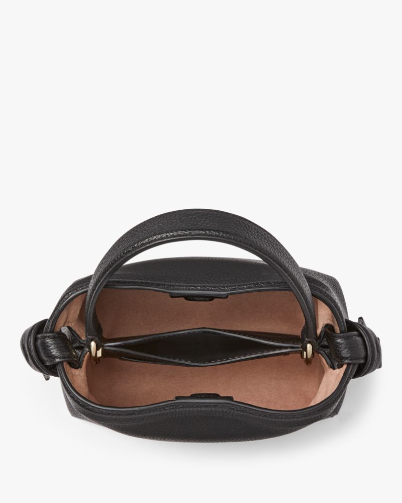 Kate Spade,Knott Mini Crossbody Tote,Leather,Crossbody,Logo,Metal,Compact,Casual,Black