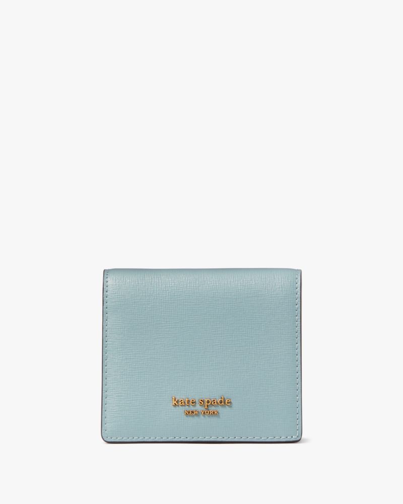 Kate Spade New York Morgan Saffiano Leather Small Slim Bifold Wallet Aegean  Teal One Size