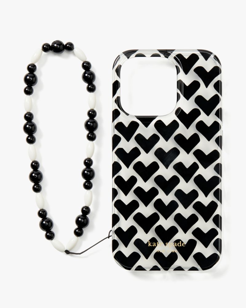 Kate Spade,Modernist Hearts iPhone 14 Pro Wristlet Case,