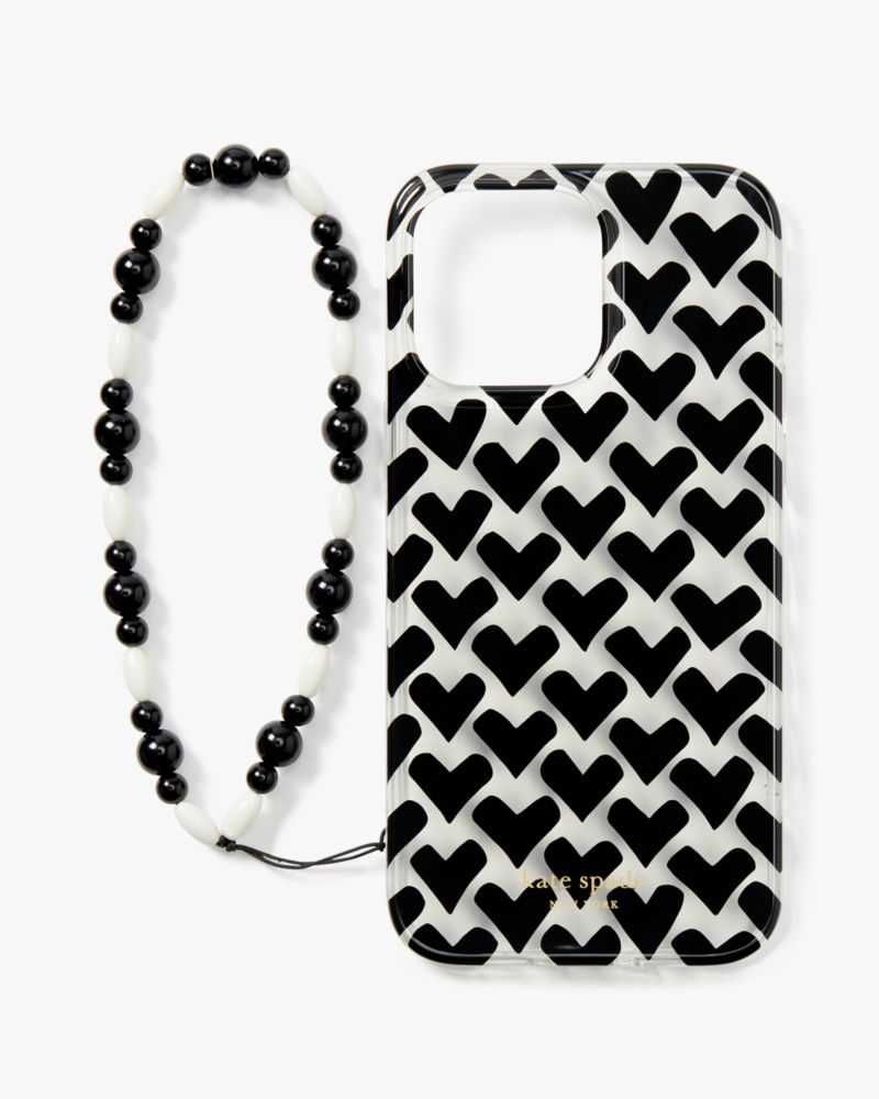 Kate Spade,Modernist Hearts iPhone 14 Pro Max Wristlet Case,
