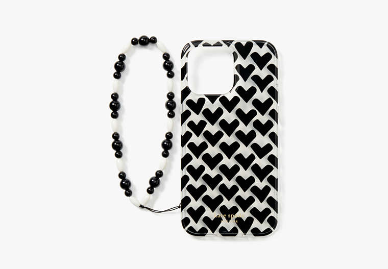 Kate Spade,Modernist Hearts iPhone 14 Pro Max Wristlet Case,Clear Multi