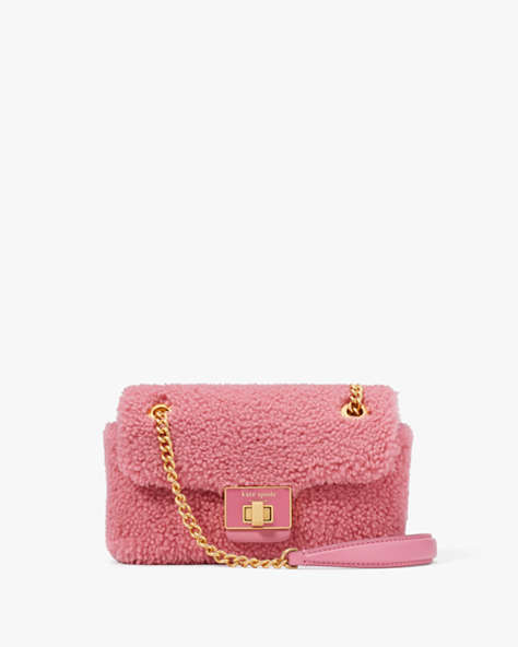 Kate Spade,Evelyn Shearling Small Shoulder Crossbody,Light Feather Pink