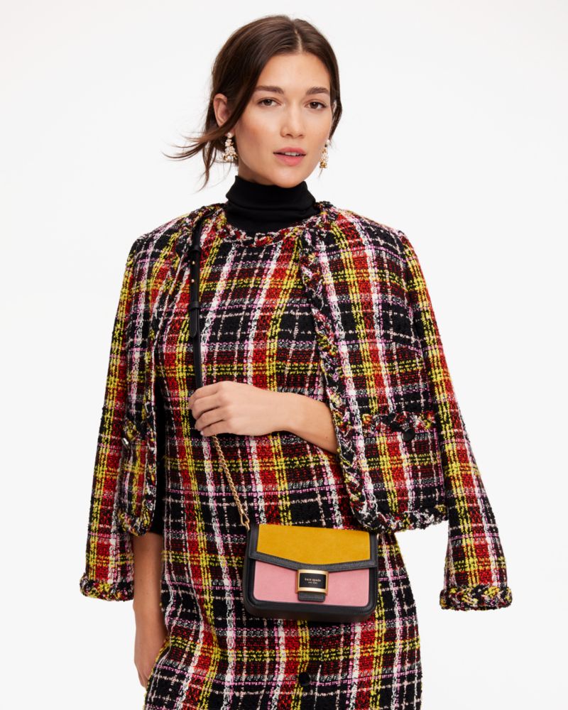 Katy Colorblocked Suede Flap Chain Crossbody
