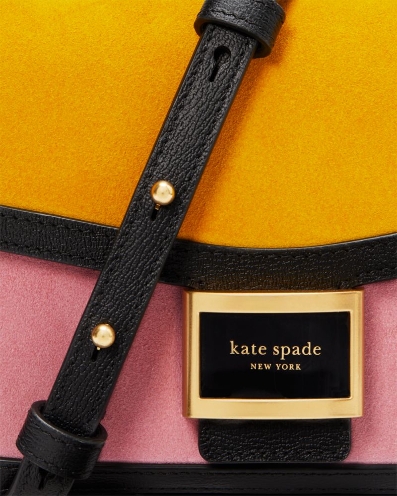 Katy Colorblocked Suede Flap Chain Crossbody