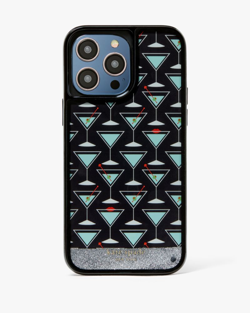 Kate Spade,Shaken Not Stirred Liquid Glitter iPhone 14 Pro Max Case,