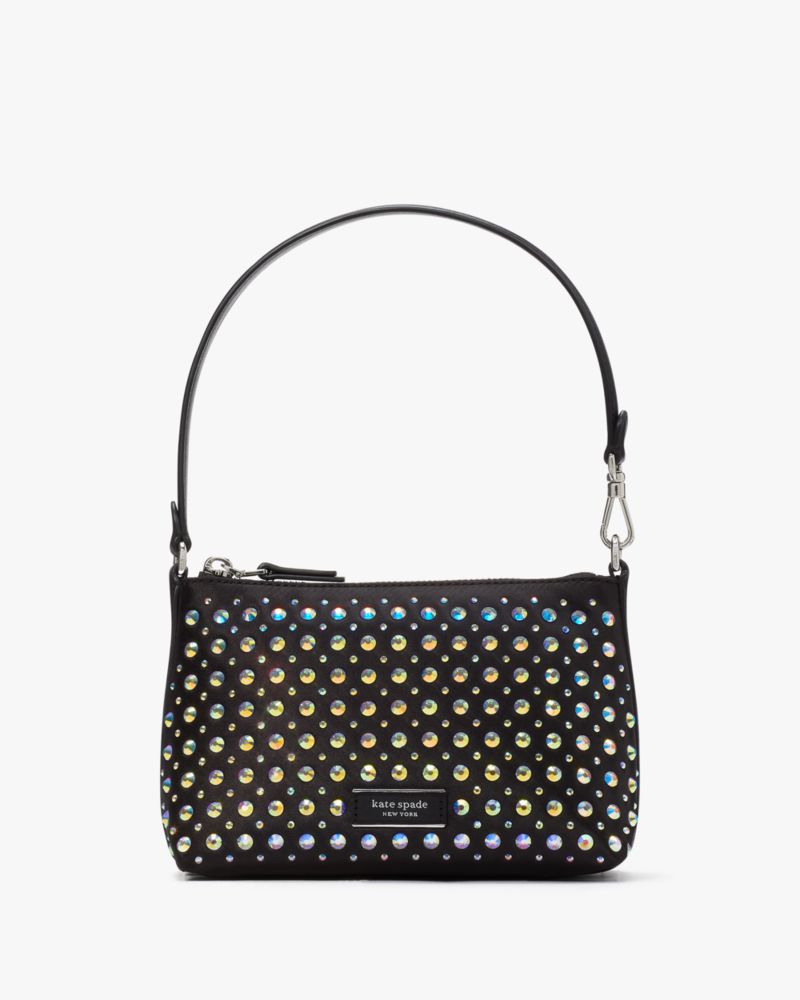 Kate Spade,Lulu Crystal Embellished East West Pochette,Black