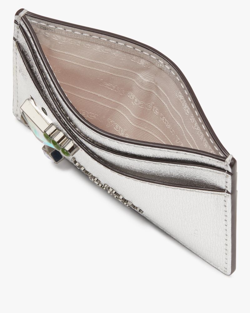 kate spade new york Shaken Not Stirred Embellished Metallic Saffiano Small  Slim Bifold Wallet