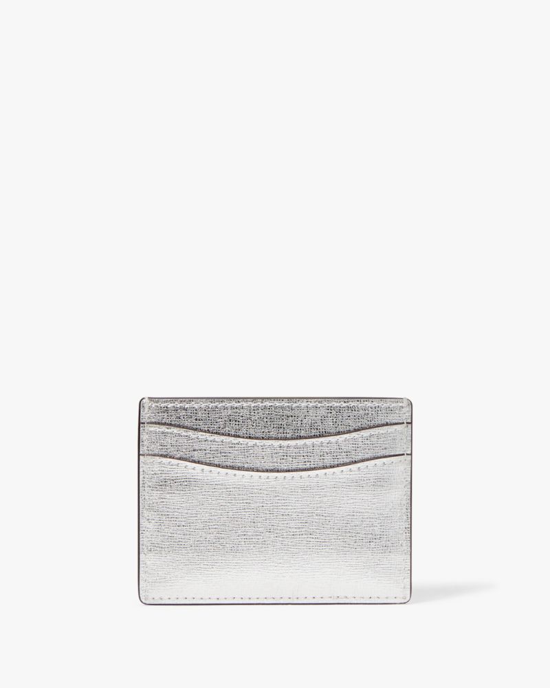 Kate Spade,Shaken Not Stirred Embellished Metallic Cardholder,Silver Multi