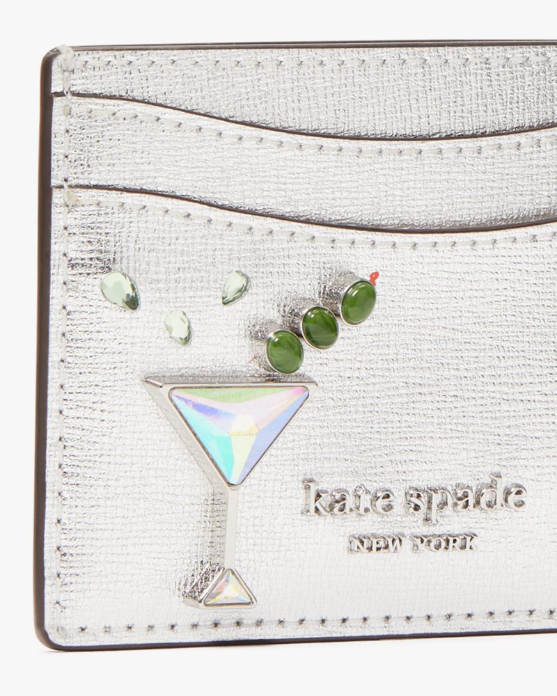 Shaken Not Stirred Embellished Metallic Cardholder | Kate Spade