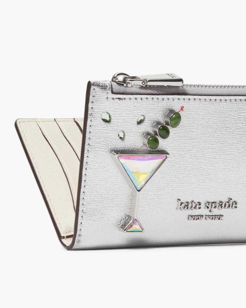 Shaken Not Stirred Embellished Metallic Small Slim Bifold Wallet