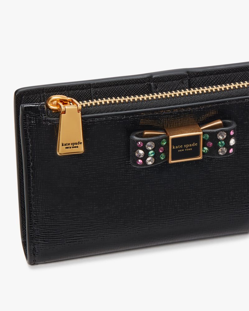 Morgan Bow Bedazzled Small Slim Bifold Wallet Boxed Set | Kate