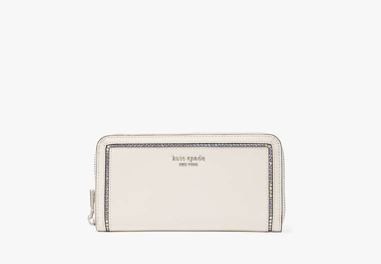 Kate Spade,Morgan Crystal Inlay Zip-Around Continental Wallet,Parchment image number 0