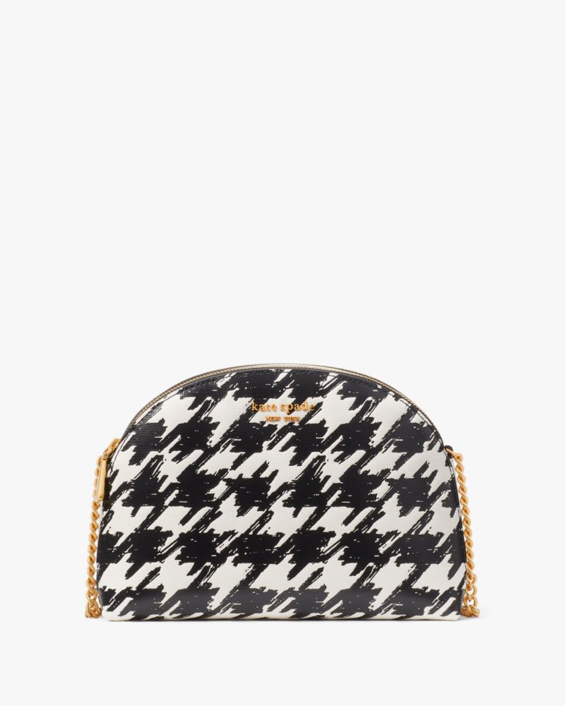 Morgan Painterly Houndstooth Double Zip Dome Crossbody
