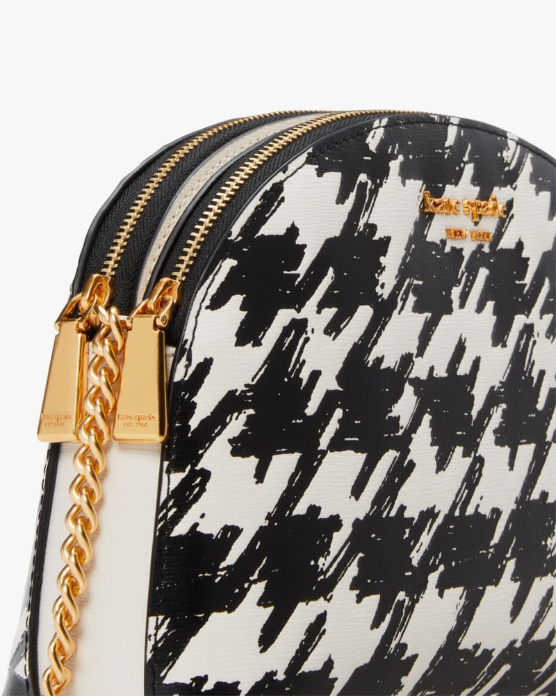 Morgan Painterly Houndstooth Double-zip Dome Crossbody