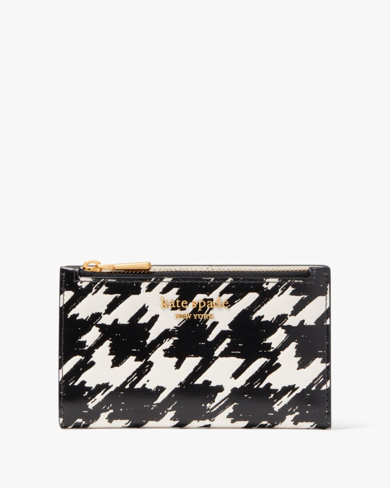 Morgan Painterly Houndstooth Small Slim Bifold Wallet