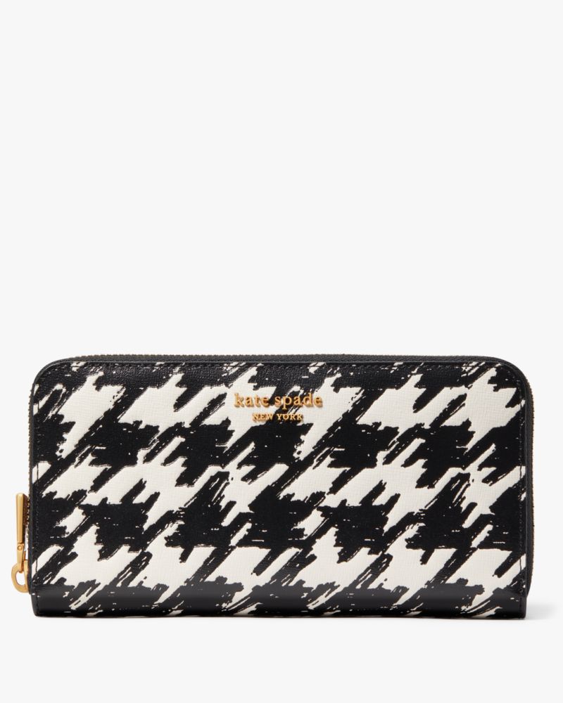 Kate Spade New York Morgan Painterly Houndstooth Zip Around Continental