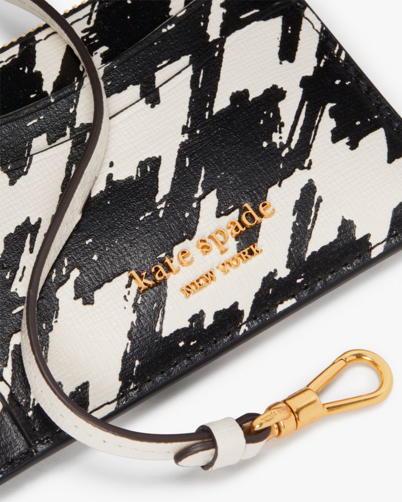 Kate Spade,Morgan Painterly Houndstooth Card Case Wristlet,