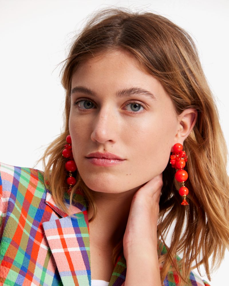 Kate Spade,Freshly Picked Statement Earrings,Red Multi