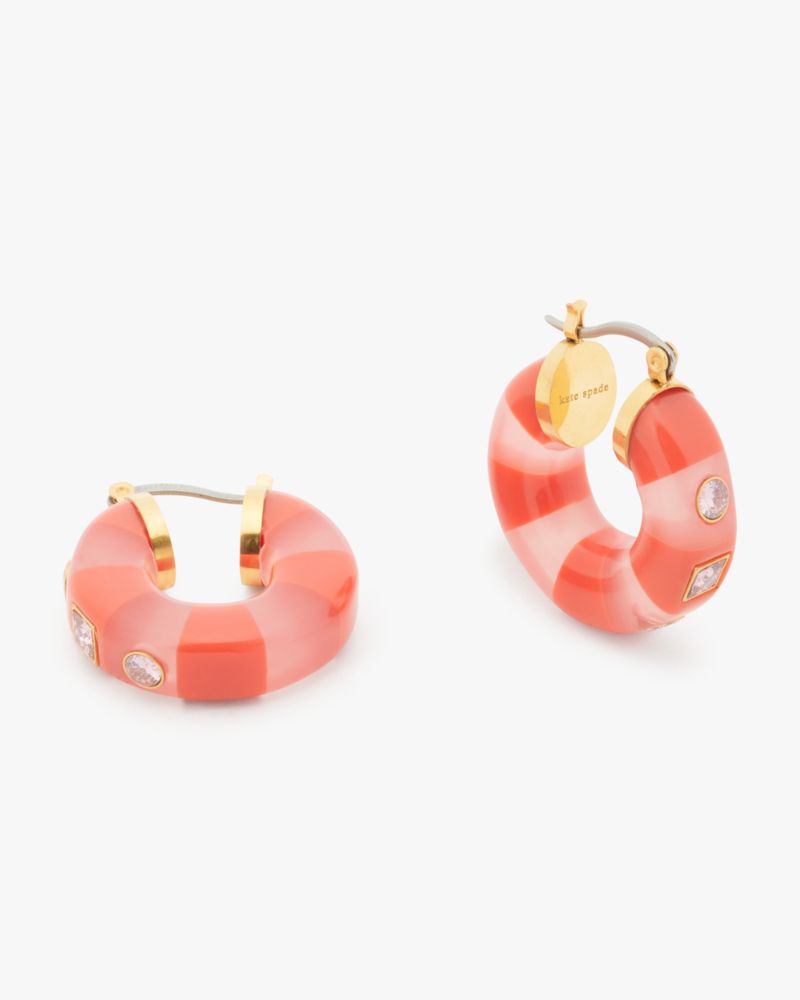 Kate Spade,Seeing Stripes Hoops,Pink Multi