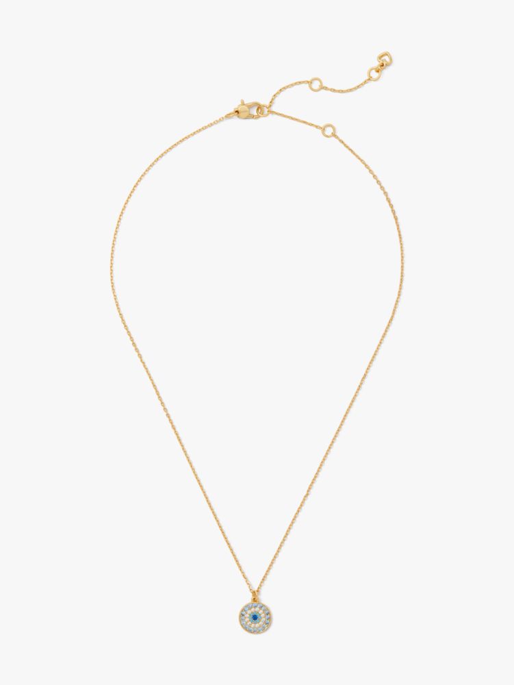 Kate Spade,All Seeing Mini Pendant,Single Strand,Cubic Zirconia,Gem Embellishment,Pave Embellishment,Gold Metal,Casual,Multi Color