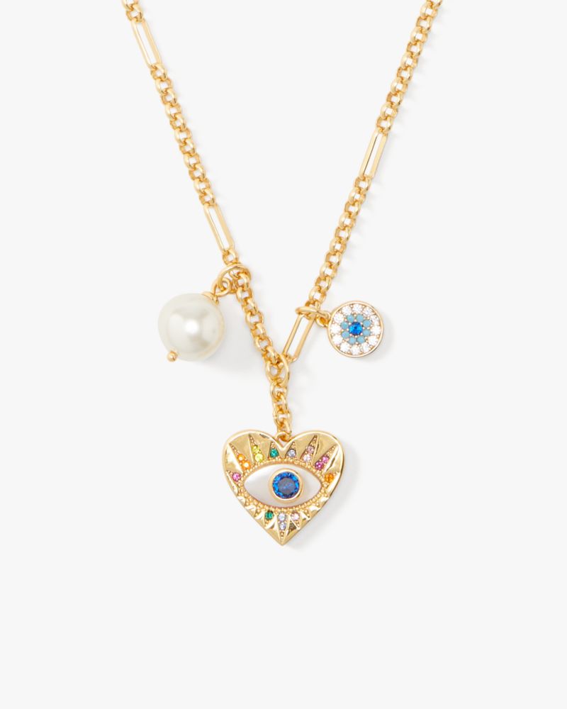 Kate Spade,Evil Eye Cluster Pendant,Cream Multi