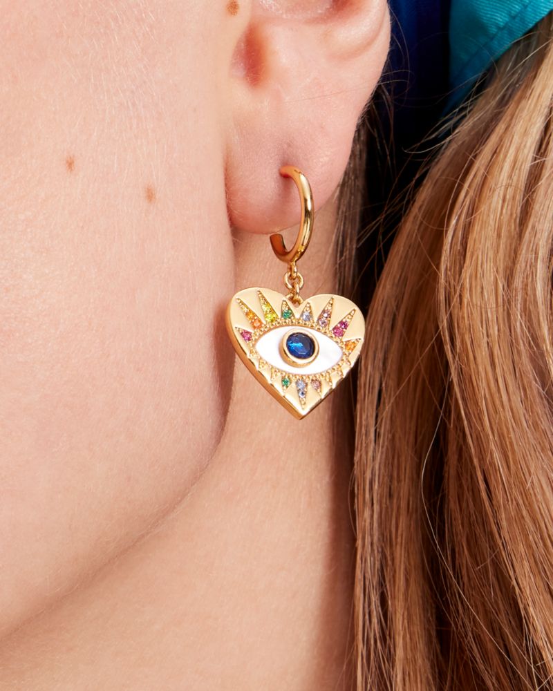 Evil Eye Huggie Drop Earrings