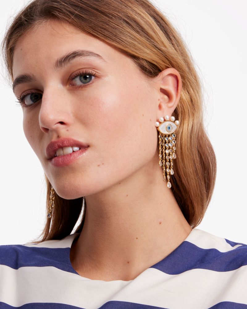 Evil Eye Statement Fringe Earrings