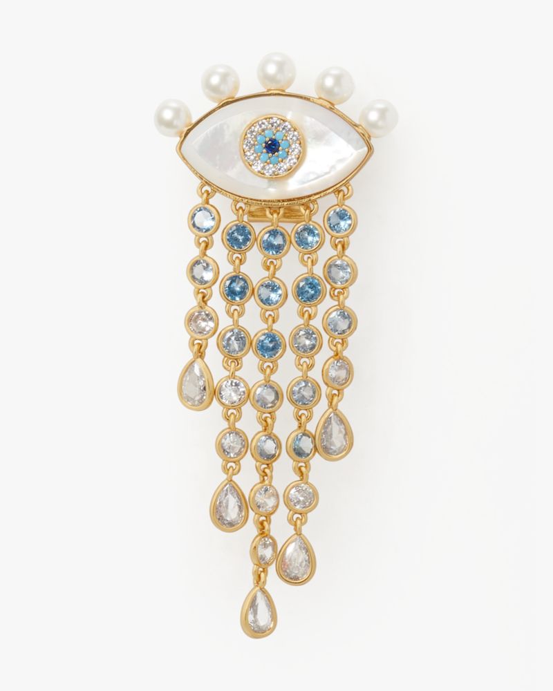 Kate Spade,Evil Eye Statement Fringe Earrings,Chandelier,Mother of Pearl,Cubic Zirconia,Gem Embellishment,Pearl,Novelty Em...,Multi Color